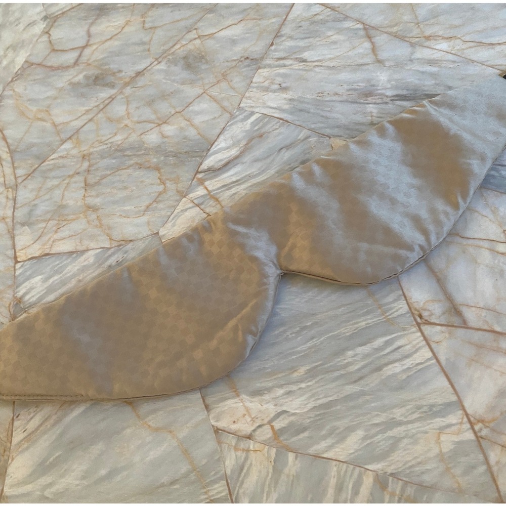 Giorgio Armani Champagne Satin Checkered Jacquard Padded Sleep Eye Mask Logo
